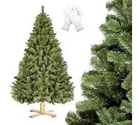 Albero di Natale Artificiale 210 cm, Abete di Natale 1346 Rami con Supporto in Legno e Guanti, Realistico, Facile Montaggio, per Interno Esterno Decorazione delle Vacanze Home Patio Caffè (Ø125cm)