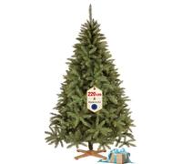 Albero di Natale artificiale 220 cm, abete caucasico con base ROYAL TREES | Abete caucasico in PVC, altezza 220 cm, larghezza 145 cm, rami flessibili, montaggio facile, base in legno e custodia incluse