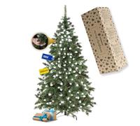 Albero di Natale artificiale 220 cm innevato con pigne vere e base SPRINGOS | Rami innevati con pigne vere, altezza 220 cm, larghezza 120 cm, supporto stabile in plastica, riutilizzabile e prodotto in UE
