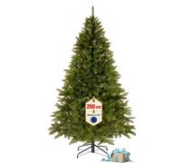 Albero di Natale artificiale 240 cm, abete caucasico, base metallo SPRINGOS | Abete caucasico con 807 punte e 68 rami in PVC, montaggio in 3 sezioni, base metallica a quattro bracci e video guida con QR