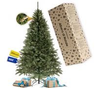 Albero di Natale artificiale 240 cm in PVC abete caucasico, albero fitto e realistico per decorazioni natalizie domestiche completo di stabile supporto metallico a quattro braccia SPRINGOS