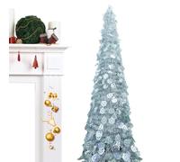 Albero Di Natale Artificiale - 59 Pollici Di Vacanza Pieghevole Con Design Del Fiocchi Di Neve | Decorazione Di Ornamenti Realistici | Albero Di Natale Esterno Interno Per Appartamento, Casa, Portico,