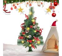 Albero di Natale artificiale, 60 cm, 20 LED, con picchetto illuminato con frutti e coni di pino, decorazione esterna per giardino, cortile e sentiero festivo