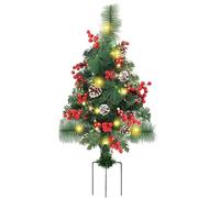 Albero Di Natale Artificiale - 60 cm 20 LED Illuminato con Bacche Rosse e Pigne per le Feste - Albero Di Natale Per Portico - Decorazione Per Giardino Terrazzo Ingresso Sentiero Esterno Festa Natalizi