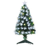 Albero di Natale Artificiale 90 cm 90 Rami con Luce LED Fibre Ottiche Pino Verde