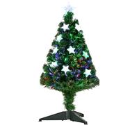 Albero di Natale Artificiale 90 cm 90 Rami in PVC e Fibra Ottica con 12 LED