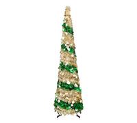 Albero di Natale artificiale a forma di popup, albero di Natale artificiale, a doppia riga, a , foglie verdi, 1,5 m, decorazione pieghevole per le vacanze, decorazione per interni