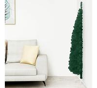 Albero di Natale Artificiale a metà, Sottile Salvaspazio 180 cm con 246 Punta in PVC e Acciaio, Verde per Casa, Appartamento e Ufficio