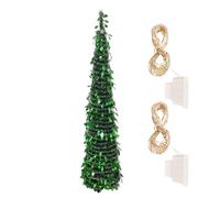 Albero di Natale artificiale, albero di Natale con glitter, con LED che cambia colore, 152 cm, per camera da letto, interni, esterni, Halloween e decorazioni per feste