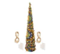 Albero di Natale artificiale, albero di Natale con luci a LED che cambiano colore, 152 cm, pianta artificiale per Halloween, interni ed esterni