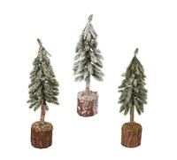 Albero di Natale artificiale, altezza 26 cm, con base in legno, 1 pezzo, assortito, salvaspazio e riutilizzabile, piccola decorazione natalizia e invernale, verde, bianco