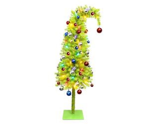 Albero di Natale artificiale alto 1,52 m - Albero flessibile e bizzarro con luci LED lunghe 4,8 m, base in metallo e 50 palline - Decorazione natalizia per interni ed esterni (con palline colorate)