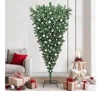 Albero di Natale artificiale capovolto, 180 cm, con 300 luci a LED bianco caldo, set di 121 pezzi, supporto in metallo resistente, funzionamento USB, per casa, ufficio