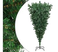 Albero di Natale Artificiale Capovolto con Supporto Verde, 180 cm x 90 cm x 45 cm, Albero di Natale in Abete, Supporto in Metallo Pieghevole per Decorazioni Natalizie per casa/Ufficio, Interni ed es