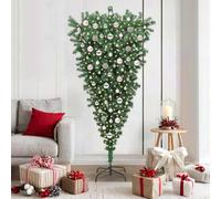 Albero di Natale Artificiale Capovolto in PVC con 300 LED USB, Design Moderno a Testa in Giù e Supporto Metallo, Christmas Tree, Decorazioni Natalizie, Adatto per Casa e Ufficio, Verde, Base 45 cm