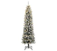 Albero di Natale Artificiale con 300 LED e Neve Floccata 180 cm