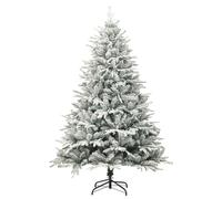 Albero di Natale artificiale con fiocchi di neve, 150 cm PVC e PE verde | Rami regolabili, supporto in acciaio incluso, design realistico, riutilizzabile ogni anno