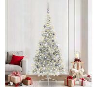Albero di Natale artificiale con luci integrate Argento 210 cm