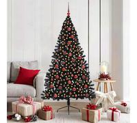 Albero di Natale artificiale con luci integrate Nero 180 cm PVC