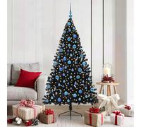 Albero di Natale artificiale con luci integrate Nero 180 cm PVC