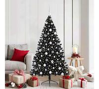 Albero di Natale artificiale con luci integrate Nero 180 cm PVC