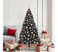 Albero di Natale artificiale con luci integrate Nero 180 cm PVC