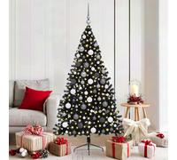 Albero di Natale artificiale con luci integrate Nero 180 cm PVC