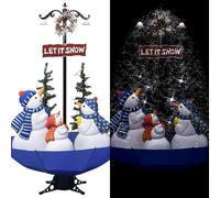 Albero di Natale artificiale con neve che cade in PVC, 170 cm, base blu ombrellone, luci LED, musica, decorazione festiva per interni