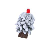 Albero di Natale artificiale con neve decorazione da tavolo con base in legno per esposizione da tavolo centrotavola per feste di Natale ornamento da tavolo