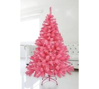 Albero di Natale artificiale con supporto incluso - 120 cm in rosa - Piccolo albero di Natale in plastica - Decorazione natalizia abete artificiale rosa finto pieghevole con supporto in plastica