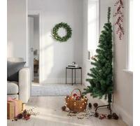 Albero di Natale artificiale con supporto, verde, 150 cm, in PVC | materiale in PVC, supporto in acciaio, salvaspazio a parete, per interni ed esterni, riutilizzabile annualmente