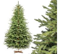 Albero di Natale artificiale FairyTrees 220cm | Abete alpino Premium con supporto in legno | Facile da Montare | Prodotto in EU