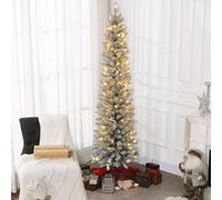 Albero di Natale artificiale HOMCOM 210 cm con supporto pieghevole a 180 luci LED
