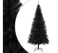 Albero di Natale Artificiale Nero 240 cm PVC con Base Stabile per Interni ed Esterni Decorazioni Natalizie Realistiche con 1300 Punte