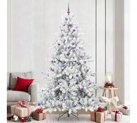 Albero di Natale Artificiale Pieghevole 240cm PVC 300 LED Bianco Caldo 8 Modalità Interni Decorazione Festiva