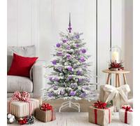 Albero di Natale artificiale pieghevole bianco 120 cm, PE & PVC, design moderno cono, con striscia luminosa a LED, funzionamento USB per interni ed esterni