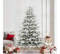 Albero di Natale artificiale pieghevole bianco 240 cm PE e PVC con striscia luminosa a LED per interni ed esterni protetti, effetto realistico