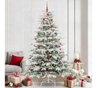 Albero di Natale artificiale pieghevole bianco 240 cm, PE & PVC, con striscia luminosa a LED, porta USB, design sottile per interni ed esterni