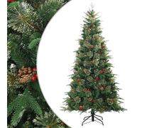 Albero di Natale artificiale pieghevole da 180 cm, con supporto, aghi in PVC e PE, struttura in acciaio, decorazione festiva per soggiorno, ufficio, durevole e salvaspazio