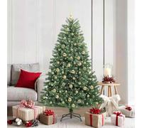 Albero di Natale artificiale pieghevole verde, 180 cm, PVC e metallo, con catena luminosa a LED, 8 modalità, per interni ed esterni, facile da montare
