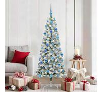 Albero di Natale artificiale pieghevole verde e bianco, altezza 180 cm, con striscia LED, funzionamento USB, per interni ed esterni, decorazione festiva