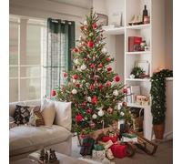 Albero Di Natale Artificiale Pre-decorato, Albero Di Natale Lampeggiante Realistico Verde, Pieghevole, Adatto For Portici, Camere Da Letto, Centri Commerciali E Uffici(1.5m/4.9ft)