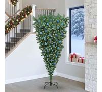 Albero di Natale artificiale pre-illuminato 1300 punte in PVC con set di sfere 8 modalità, porta USB, robusto supporto in metallo per interni, decorazione festiva