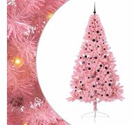 Albero di Natale artificiale pre-illuminato rosa, 240 cm, in PVC, design sottile, luci a LED, durevole, per interni ed esterni, decorazione festiva