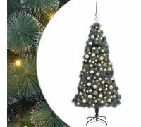 Albero di Natale artificiale preilluminato, 240 cm, verde, con 300 LED bianco caldo, robusto supporto in PET, set di sfere per interni ed esterni