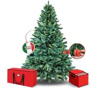 Albero di Natale Artificiale Premium Folto Realistico - Abete Natalizio con Base Robusta in Metallo, PVC Ignifugo Alta Qualità, Montaggio Facile, inclusi Sacche e Set 12 Palline (Con Sacca, 180 cm)