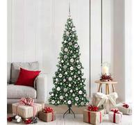 Albero di Natale artificiale quadrato verde, 180 cm, PVC e metallo, con 300 LED bianco caldo, 8 modalità, salvaspazio per angoli, interni ed esterni protetti