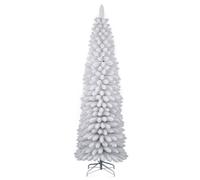 Albero di Natale Artificiale Slim Floccato Realistico Innevato 240 cm 505 Rami Bianco Effetto Neve