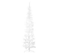 Albero di Natale Artificiale Sottile a Metà Supporto Bianco 210 cm per Decorazione Festiva Realistica in PVC e Acciaio con 290 Punte per Interni Moderni e Spazi Limitati