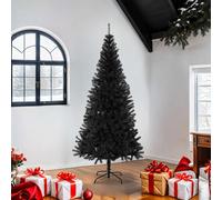 vidaXL Albero di Natale con Supporto Decorazione Natalizia Addobbi Feste Abete Pino Sintetico Festoni Ornamenti Pianta Artificiale Nero 180 cm PVC